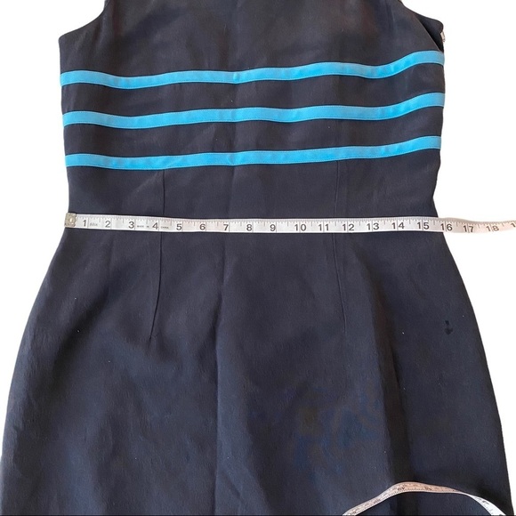 Design by Pat Argenti Navy Blue & Periwinkle Stripes 100% Silk Maxi Dress 10 NWT - Picture 9 of 11